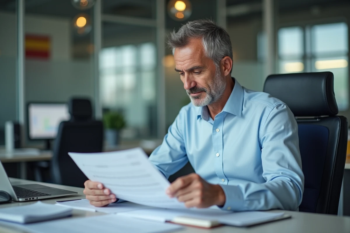 Agent douane au bureau examine documents importants