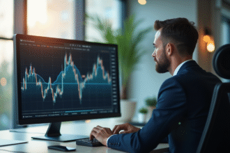 Analyste financier dans un bureau moderne regardant un graphique