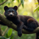Binturong reposant dans un arbre luxuriant de forêt