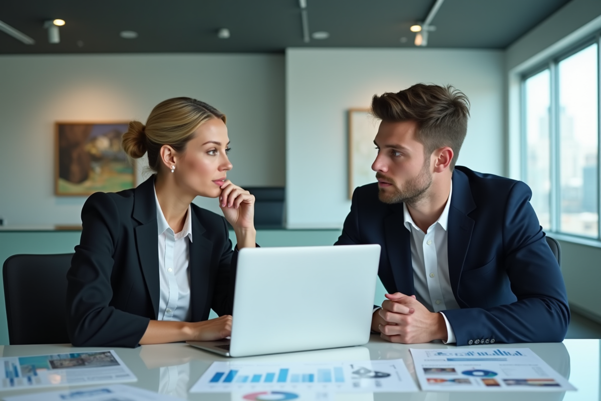 Homme et femme en réunion d