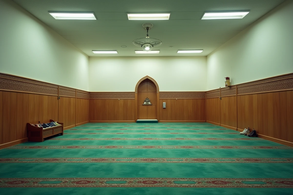 Salle de prière d'une mosquée de banlieue parisienne avant la prière du vendredi